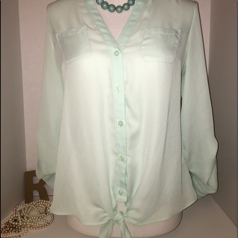 CANDIES (M) - teal- quarter length blouse